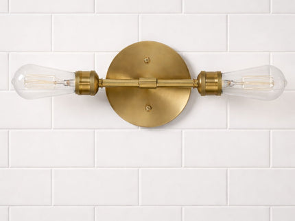 Reverie - Double Lights Bathroom Wall Sconce Over Mirror - Clear / Gold