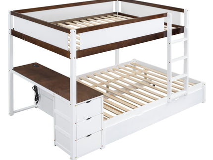 Bunk Bed With Twin Size Trundle, Storage And Desk