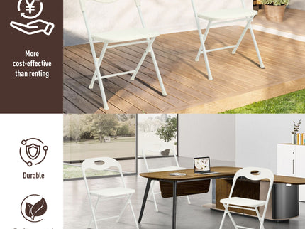 Folding Chairs, Stackable & Waterproof (Set of 4) - White