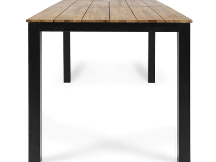 7 Piece Outdoor Dining Set With Table And 6 Chairs - Black / Gray / Teak