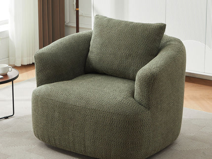 360° Swivel Barrel Sofa Chair With Throw Pillow, Upholstered Accent Chair