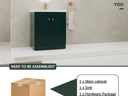 Contemporary Freestanding Bathroom Vanity With Resin Sink & Soft-Close Cabinet Doors