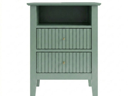 Fluted Nightstand With 2 Drawers