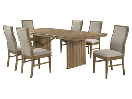 Dreydon - 7 Piece Dining Set With Upholstered Chairs - Light Brown