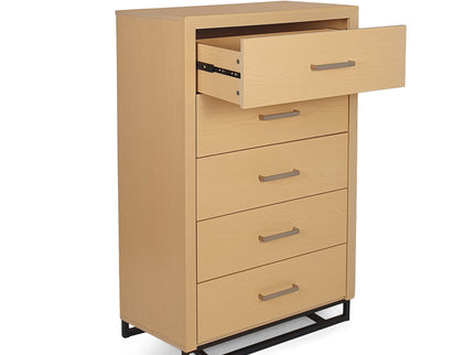 Borah - Contemporary Wood 5 Drawer Dresser - Natural