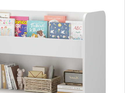 Bookshelf With 3 Bins, Storage Shelf For Toys And Books - White