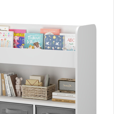 Bookshelf With 3 Bins, Storage Shelf For Toys And Books