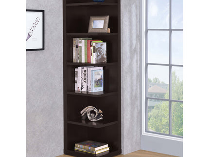 6 Tier Corner Bookcase - Cappuccino