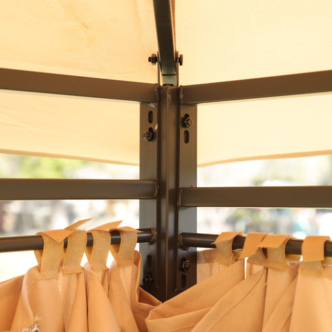 Outdoor Patio Gazebo Tent With Ventilated Double Roof And Sidewall