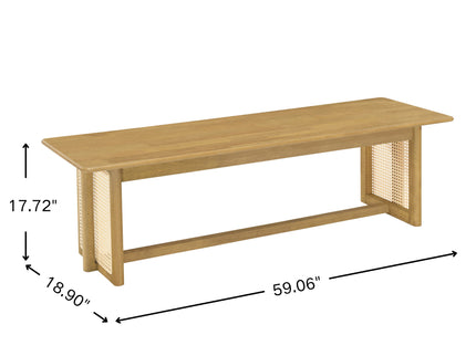 Dining Bench With Rattan Weave