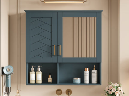 2 In 1 Wall-Mounted Mirror Cabinet With Adjustable Shelves, Soft-Close Doors, High-Definition Mirror & Storage