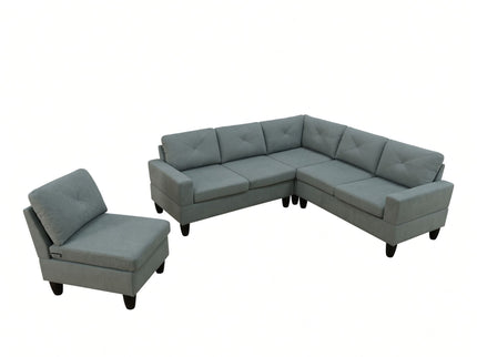 Modular L - Shaped Sectional Sofa 6 Seater 4 Piece Couch With Chaise