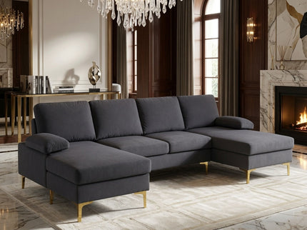 U - Shaped Sectional Sofa With Double Chaise