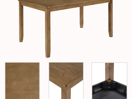 6 Piece Dining Table Set, Large Rectangular Table With Upholstered Bench & 4 X - Back Chairs, Kitchen Furniture - Oak