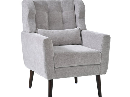 Modern Accent Chair, Arm Chairs For Living Room, Upholstered Mordern Armchair, Comfy Soft Padded Lounge Chair In Small Space, Bedroom, With Pillow, Solid Wood Leg