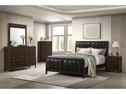 Queen Panel Bed With Upholstered Headboard And Footboard - Brown