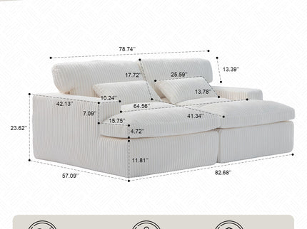 Double Chaise Lounge Chair, Oversized Upholstered Sleeper Cloud Couch