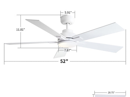 Reversible Motor Integrated LED Dimmable Ceiling Fan With Light