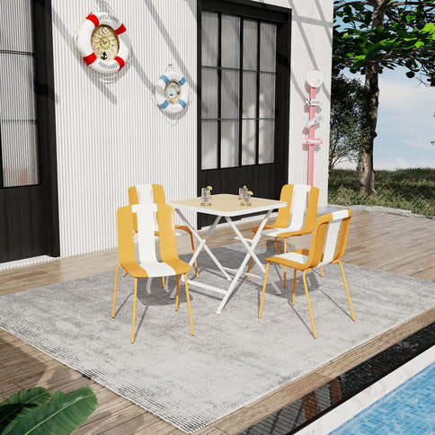 Modern Striped Blocking Single Chairs (Set of 4)