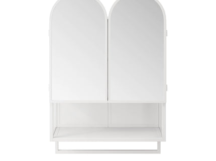 Double Arched Mirror Wall Cabinet With 2 Doors, Featuring Adjustable Shelves And Towel Rack