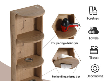 Modern Wall Mounted Bathroom Vanity With Sink And Storage Rack Soft Close Doors Plywood - Imitative Oak