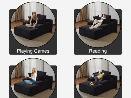 Oversized Chaise Lounge Chair Cozy Cloud Couch With 3 Throw Pillows And Wide Armrest