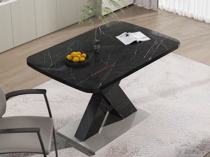 Modern Rectangle Dining Table With Stretchable TopAnd X Shape Legs