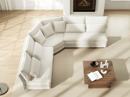 5 Seater L Shaped Sectional Sofa With Curved Corner, 7 Pillows