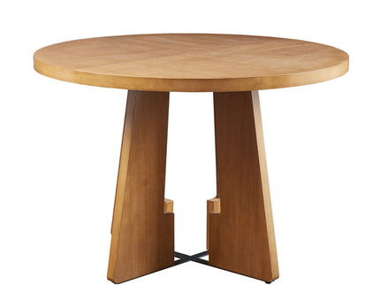 Round Dining Table With Pecan Wood Veneer - Walnut