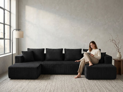 U-Shaped Modular Sectional Sofa With Double Chaise, Oversized Deep Seat For Living Room