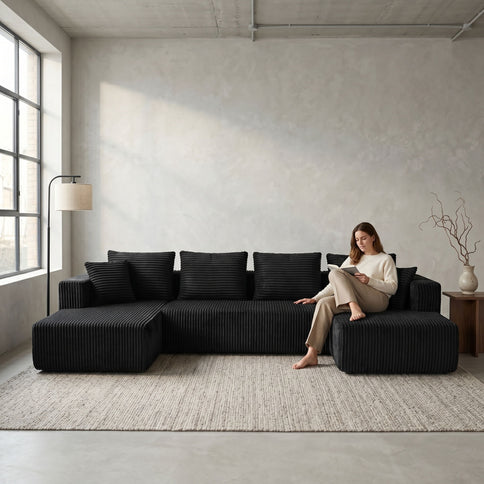 U-Shaped Modular Sectional Sofa With Double Chaise, Oversized Deep Seat For Living Room
