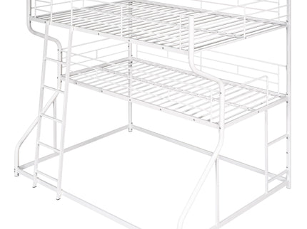 Industrial Triple Bunk Bed With Dual Ladders Frame, Space Saving Design