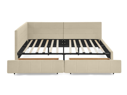 Upholstered Storage Tufted Bed Frame With Backrest And Armrests