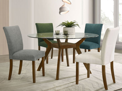 Flynn - Round Glass Top Dining Table - Brown