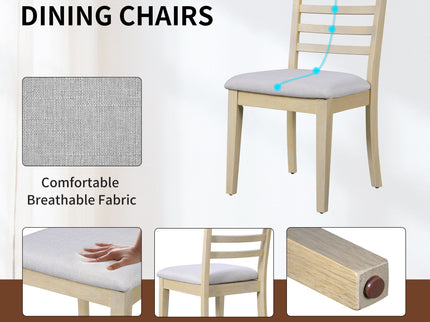 Extendable Dining Set, Farmhouse Extendable Table With Upholstered Chairs