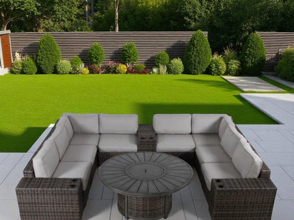 Patio Seating Group With Cushions And Fire Pit - Espresso