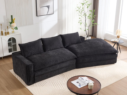 Modern Minimalist Modular Sectional Sofa With Deep Seats And Right Facing Chaise