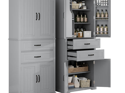 Multi Functional Storage Cabinet With Adjustable Shelves, 2 Drawers, Door Shelves