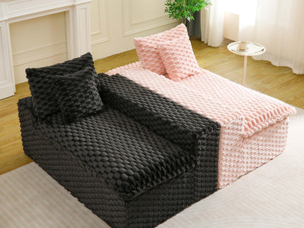 Multifunctional Sofa Pink Black, Fits 4 People