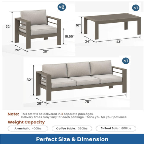 Outdoor Patio Set All-Weather & Thick Cushions