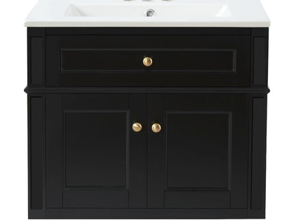 Wall Mounted Bathroom Vanity With Tip Out Drawer And Open Back Design