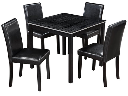 5 Pieces Wooden Dining Table Set, Square Table And 4 Upholstered Chairs