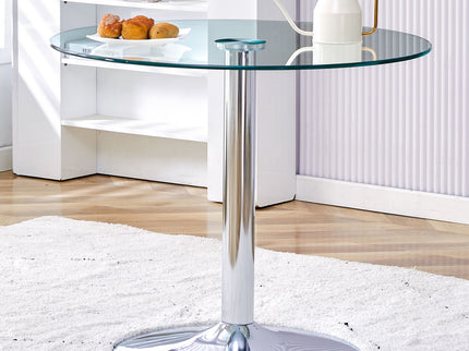 Modern Minimalist Round Dining Table With Glass Top