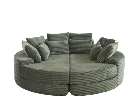 Round Oversized Sofa Bed With 5 Throw Pillows