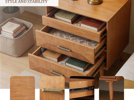 Nightstand With Charging Station, 2 Drawers And Open Shelf, USB / Type C Ports