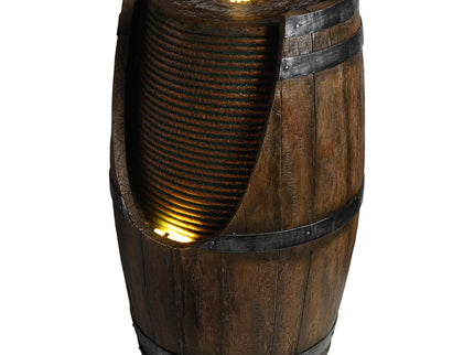 Rustic Barrel Water Fountain With LED Light