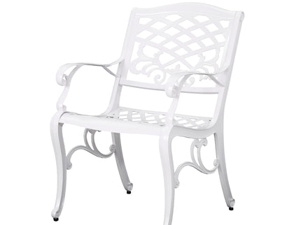 Unravel - Outdoor Arm Chair With Scroll Design And Floral Accents (Set of 2) - White