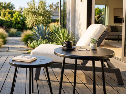 Solar Powered Side Table With LED Light, Outdoor / Indoor - Black