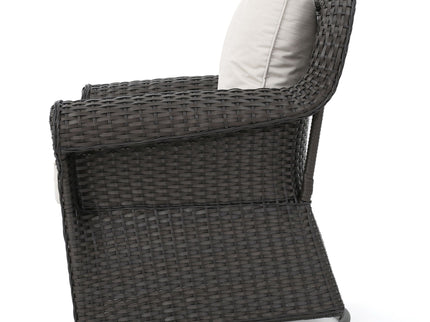 Amaya - Outdoor Swivel Rocker Chair With Water Resistant Cushions - Brown / Beige