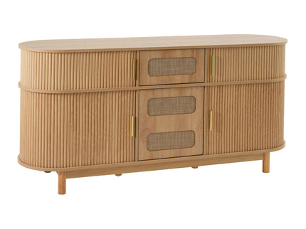 Fluted Sideboard Buffet Cabinet With Sliding Doors And Adjustable Shelves
